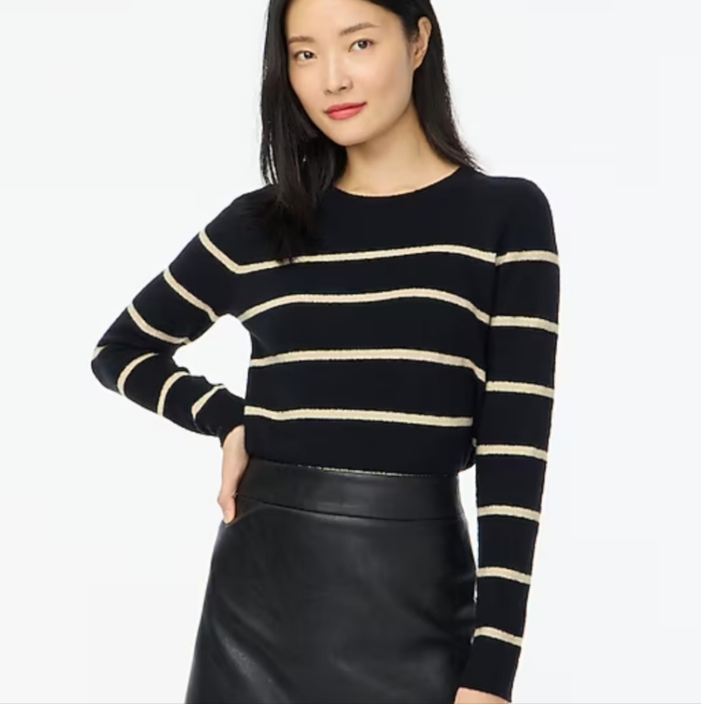 J Crew Factory Shimmer Striped Crewneck BV124 NWT Large - Picture 1 of 7